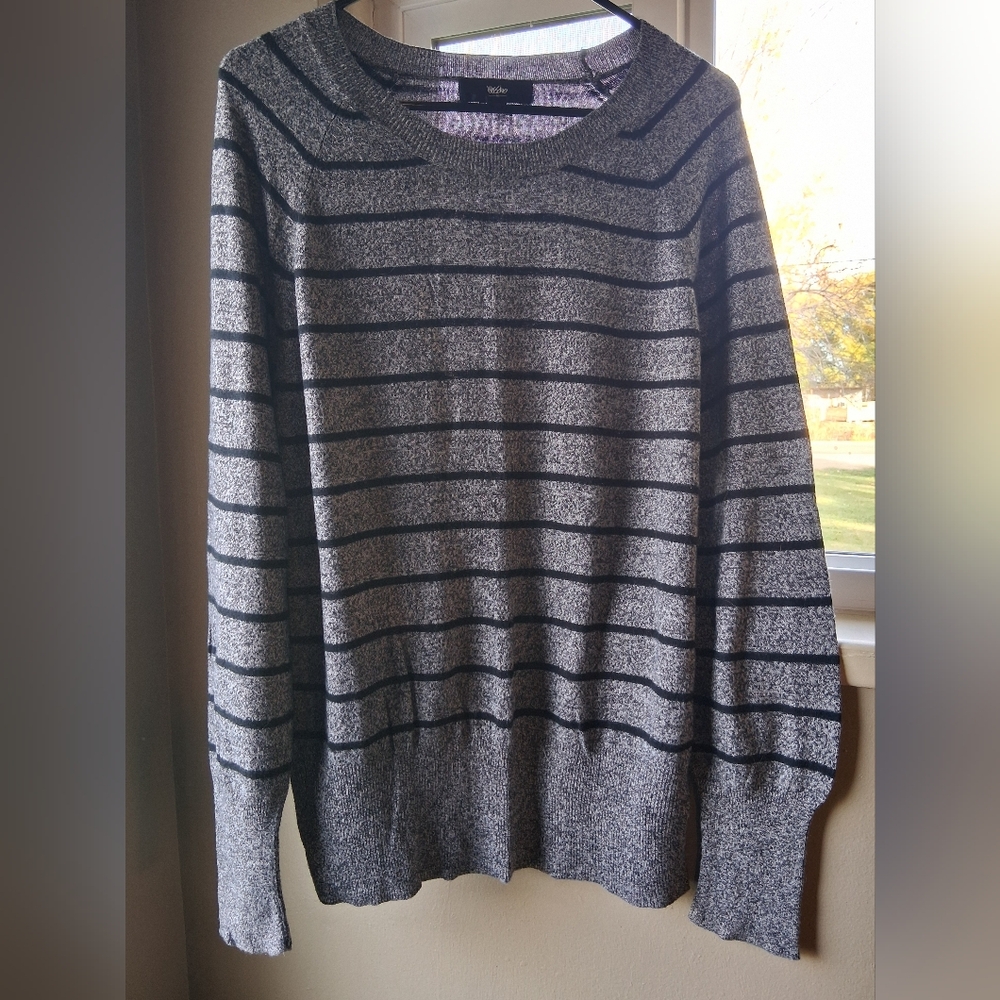 Mossimo Gray and Black Striped Crewneck Sweater